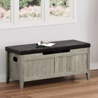 Banc de rangement en bois de 39,4 pouces avec coussin, banc à chaussures pour entrée avec couvercle relevable et coffre de salon, montage facile, capacité de 260 lb, charnières de sécurité