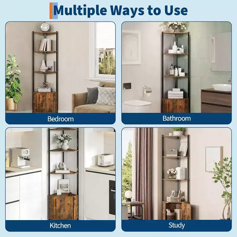 Étagère d'angle à 5 niveaux, étagère murale moderne, luminosité réglable, rangement peu encombrant pour chambre, salon, bureau