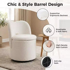 Chaise de Vanité Pivotante à 360° avec Rangement - 159 kg, Velours Teddy/Velours, Compartiment Caché, Aucun Assemblage Requis