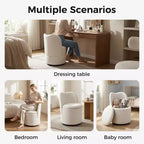 Chaise de Vanité Pivotante à 360° avec Rangement - 159 kg, Velours Teddy/Velours, Compartiment Caché, Aucun Assemblage Requis
