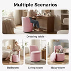 Chaise de Vanité Pivotante à 360° avec Rangement - 159 kg, Velours Teddy/Velours, Compartiment Caché, Aucun Assemblage Requis