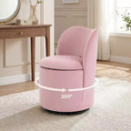 Chaise de Vanité Pivotante à 360° avec Rangement - 159 kg, Velours Teddy/Velours, Compartiment Caché, Aucun Assemblage Requis