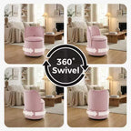Chaise de Vanité Pivotante à 360° avec Rangement - 159 kg, Velours Teddy/Velours, Compartiment Caché, Aucun Assemblage Requis