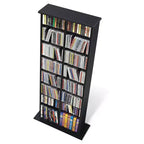 Double tour de rangement multimédia - Noir Peut contenir 320 CD, 130 DVD, 14 étagères réglables, composite de bois