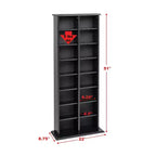 Double tour de rangement multimédia - Noir Peut contenir 320 CD, 130 DVD, 14 étagères réglables, composite de bois