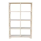 Séparateur de pièce à 8 étagères de 71,9 po, inachevé, bibliothèque de style ferme, cadre en bois massif