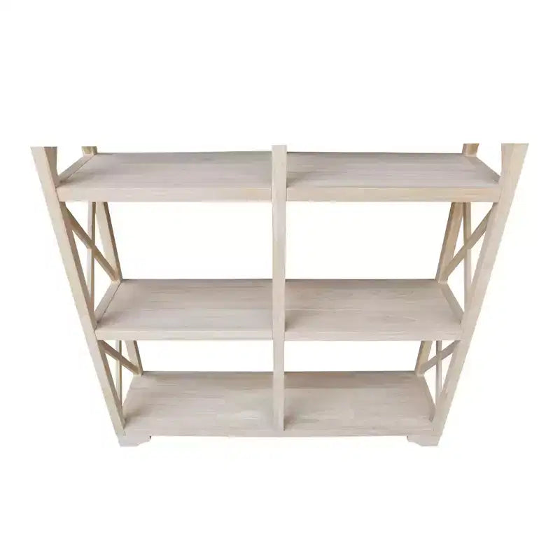 Séparateur de pièce à 8 étagères de 71,9 po, inachevé, bibliothèque de style ferme, cadre en bois massif