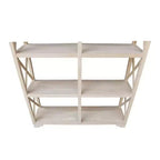 Séparateur de pièce à 8 étagères de 71,9 po, inachevé, bibliothèque de style ferme, cadre en bois massif