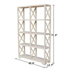 Séparateur de pièce à 8 étagères de 71,9 po, inachevé, bibliothèque de style ferme, cadre en bois massif