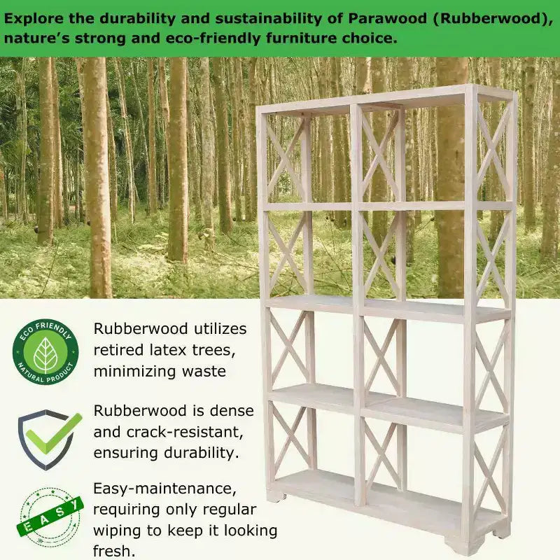 Séparateur de pièce à 8 étagères de 71,9 po, inachevé, bibliothèque de style ferme, cadre en bois massif