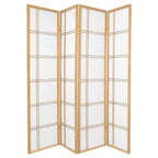 6 ft. Tall Double Cross Shoji Screen - Natural (4 Panels)