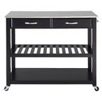 Chariot/îlot de cuisine en acier inoxydable avec rangement pour tabourets (en option)
