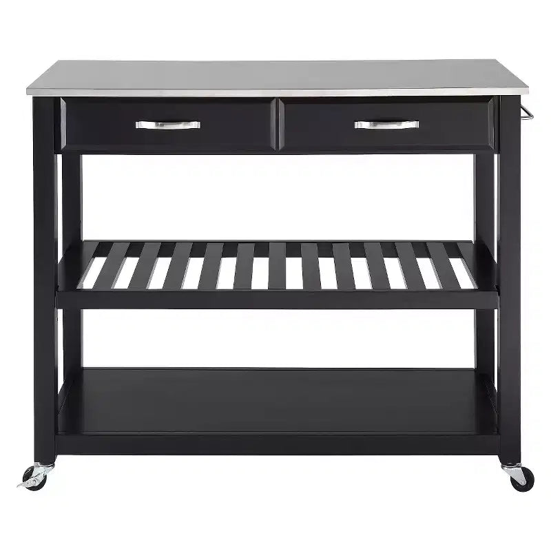Chariot/îlot de cuisine en acier inoxydable avec rangement pour tabourets (en option)
