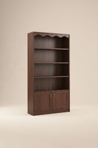 Dark Walnut Bookcase - Beige Background